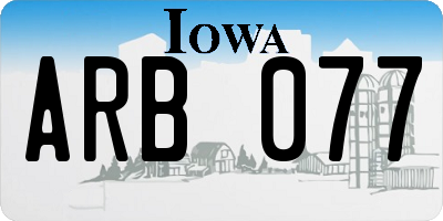 IA license plate ARB077