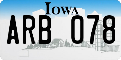 IA license plate ARB078