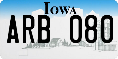 IA license plate ARB080