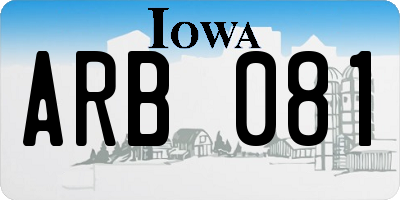 IA license plate ARB081