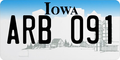IA license plate ARB091