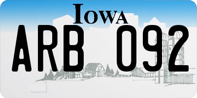 IA license plate ARB092
