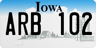 IA license plate ARB102