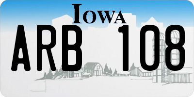 IA license plate ARB108