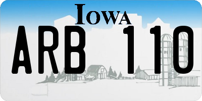IA license plate ARB110