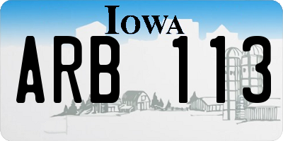 IA license plate ARB113