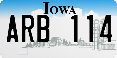 IA license plate ARB114