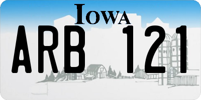 IA license plate ARB121