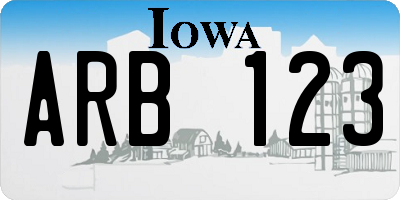 IA license plate ARB123