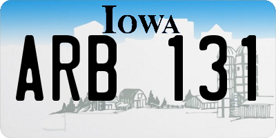 IA license plate ARB131