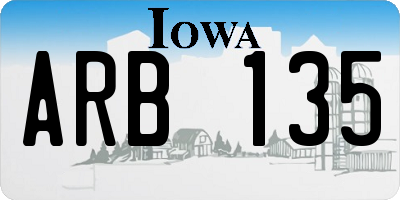 IA license plate ARB135