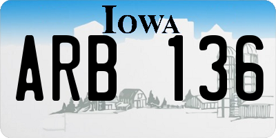 IA license plate ARB136