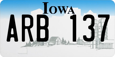 IA license plate ARB137