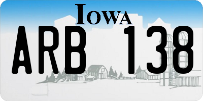 IA license plate ARB138