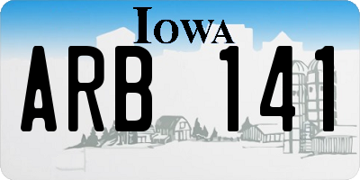 IA license plate ARB141