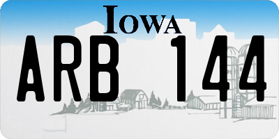 IA license plate ARB144