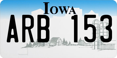 IA license plate ARB153
