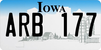 IA license plate ARB177