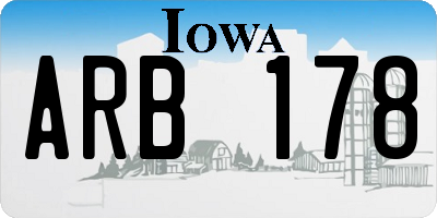 IA license plate ARB178