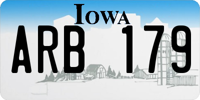 IA license plate ARB179