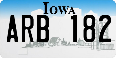 IA license plate ARB182