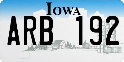 IA license plate ARB192