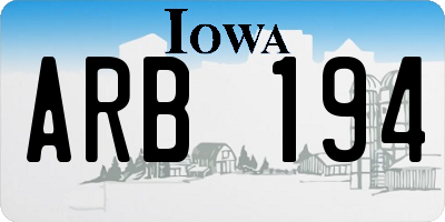 IA license plate ARB194