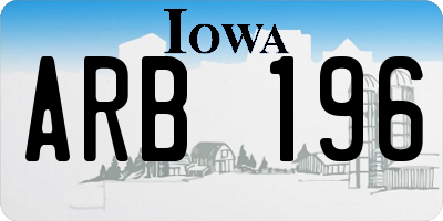 IA license plate ARB196