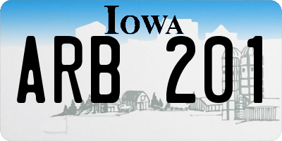 IA license plate ARB201