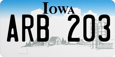 IA license plate ARB203
