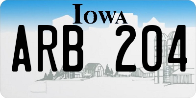 IA license plate ARB204