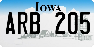 IA license plate ARB205