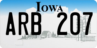 IA license plate ARB207
