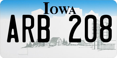 IA license plate ARB208