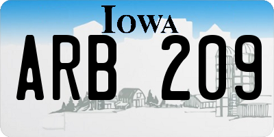 IA license plate ARB209