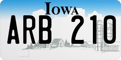 IA license plate ARB210