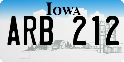 IA license plate ARB212