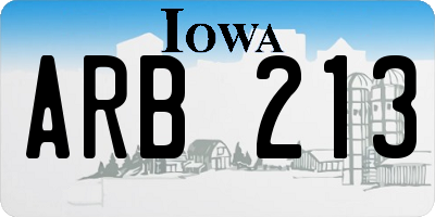 IA license plate ARB213