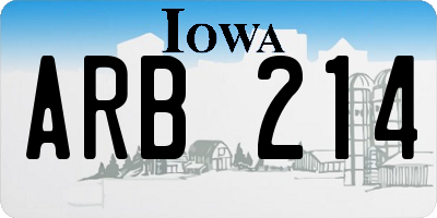 IA license plate ARB214