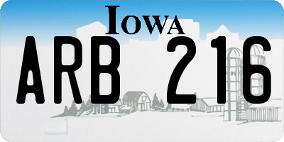 IA license plate ARB216