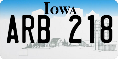 IA license plate ARB218