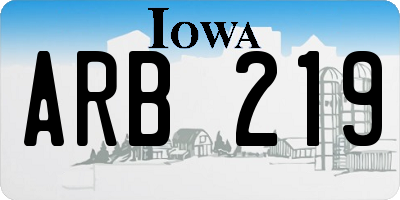 IA license plate ARB219