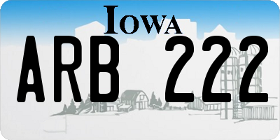 IA license plate ARB222
