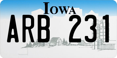 IA license plate ARB231
