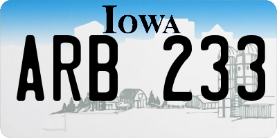 IA license plate ARB233