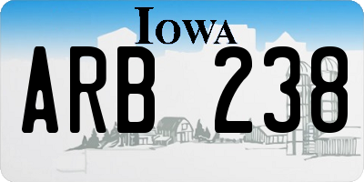 IA license plate ARB238