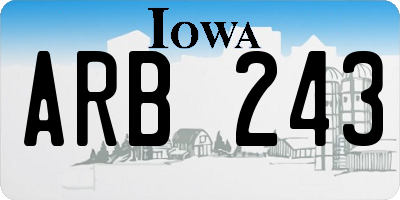 IA license plate ARB243