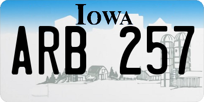 IA license plate ARB257