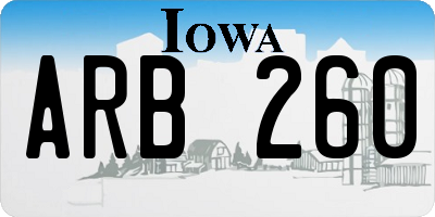 IA license plate ARB260