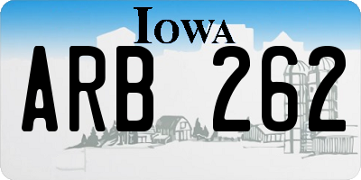 IA license plate ARB262